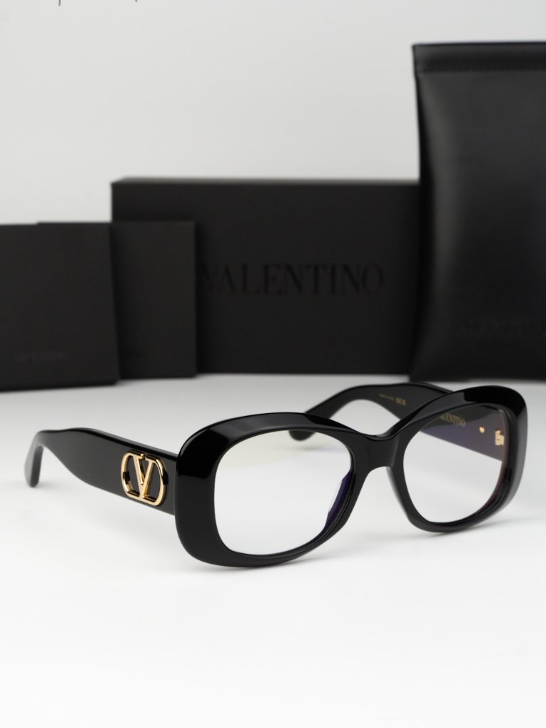 Valentino Women Eyeglasses Black Transparent Rectangle Vlx-181 A New Authentic